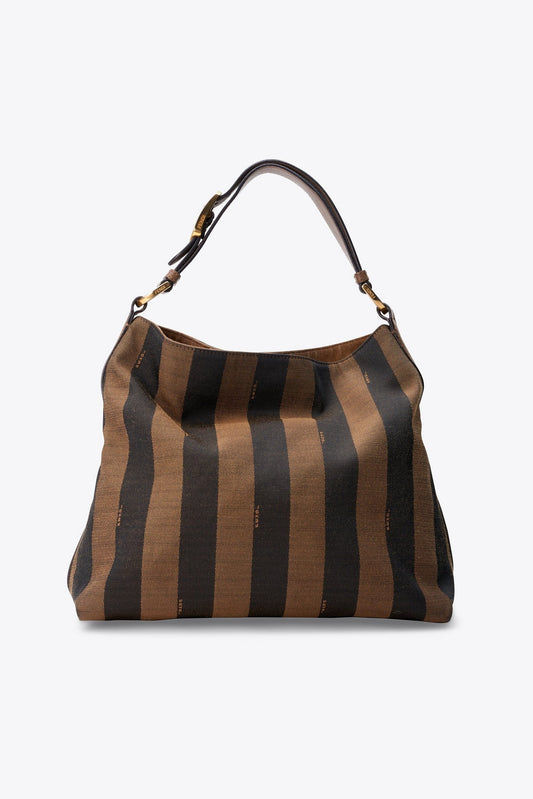 Vintage Fendi Pequin Stripe Canvas Shoulder Bag