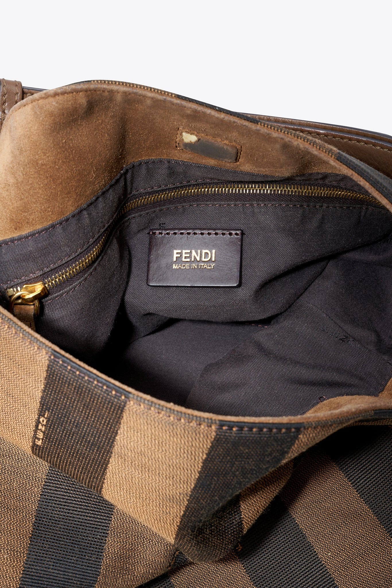 Vintage Fendi Pequin Stripe Canvas Shoulder Bag