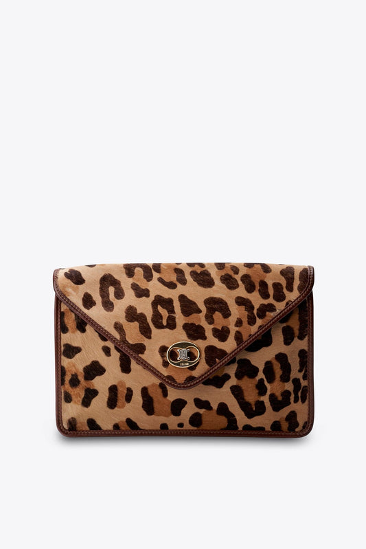 Vintage Celine Leopard Print Calf Hair Clutch Bag