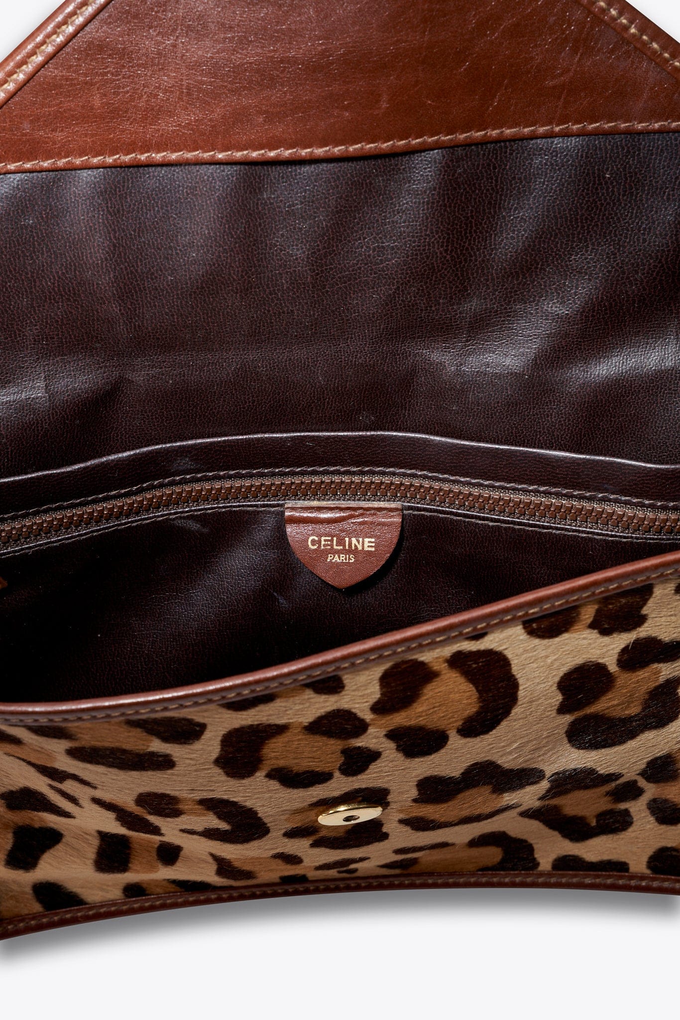 Vintage Celine Leopard Print Calf Hair Clutch Bag