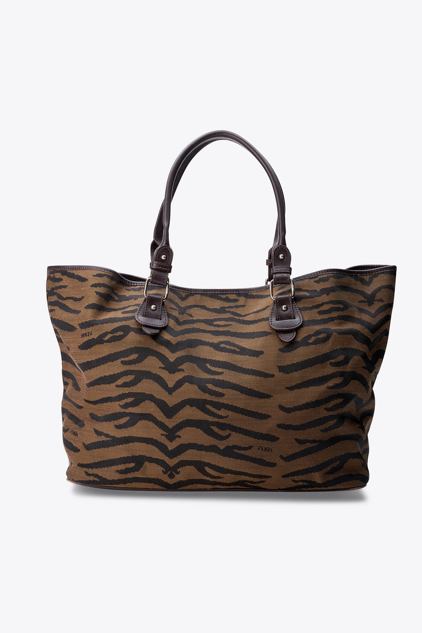 Vintage Fendi Tiger Print Canvas Tote Bag