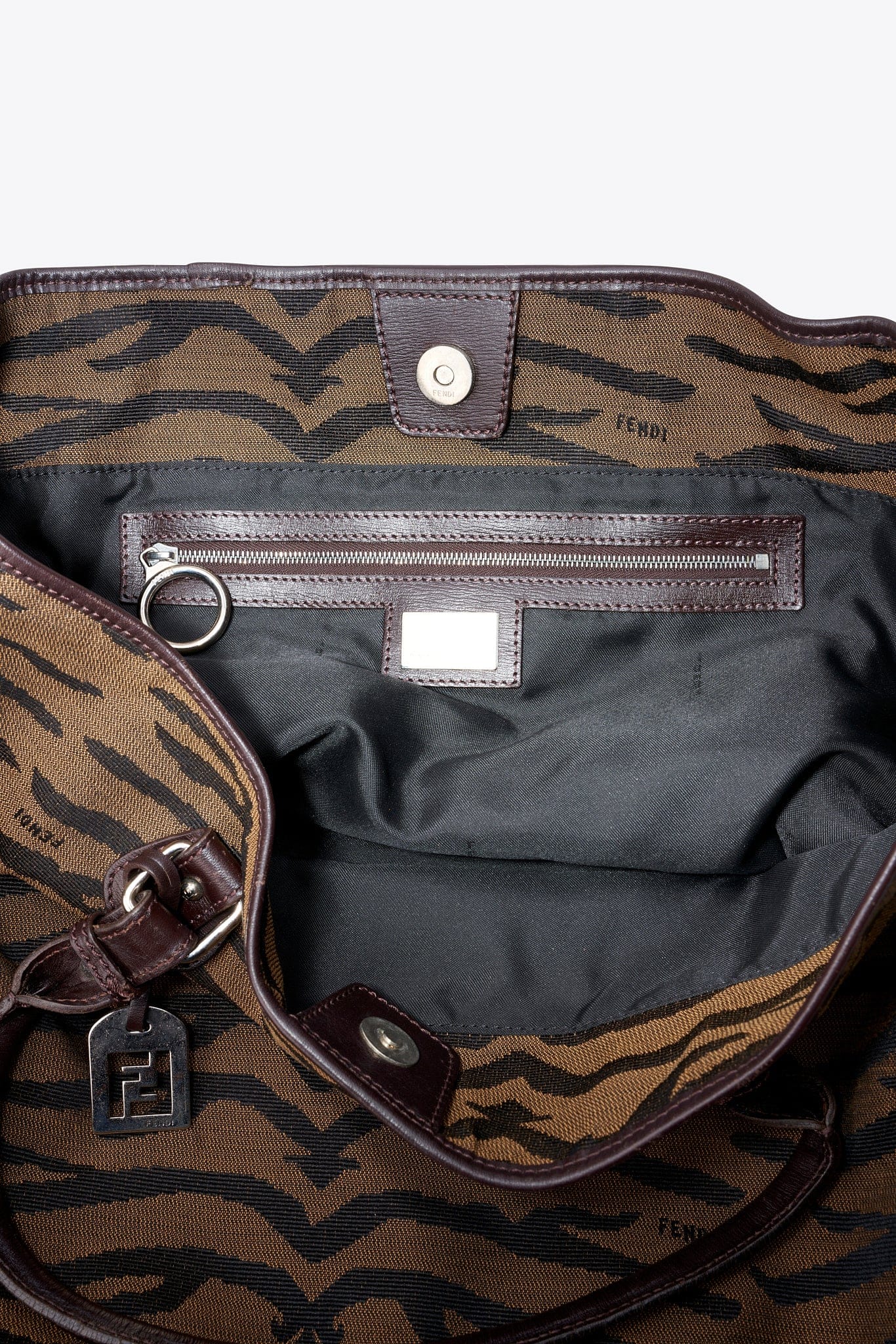 Vintage Fendi Tiger Print Canvas Tote Bag