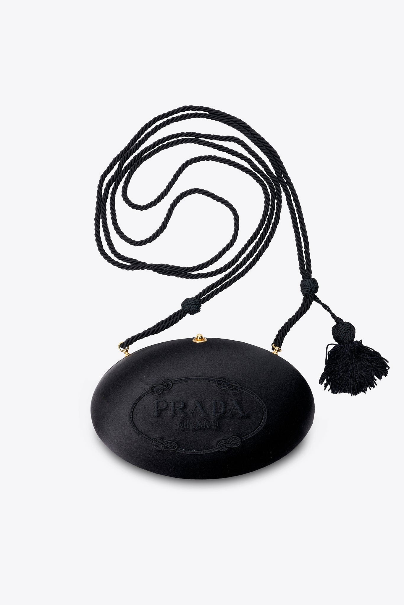 Vintage Prada Black Silk Tassel Evening Bag