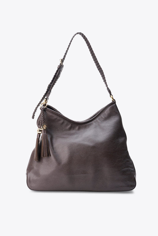 Vintage Gucci Braided Strap Leather Shoulder Bag With Tassel