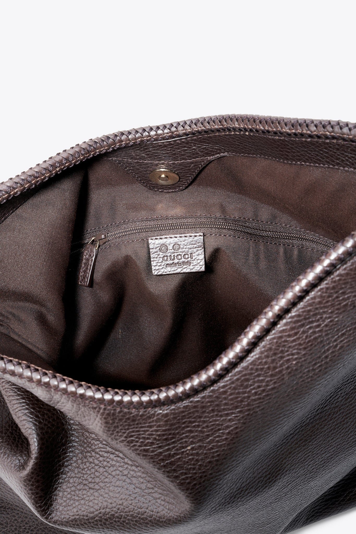 Vintage Gucci Braided Strap Leather Shoulder Bag With Tassel