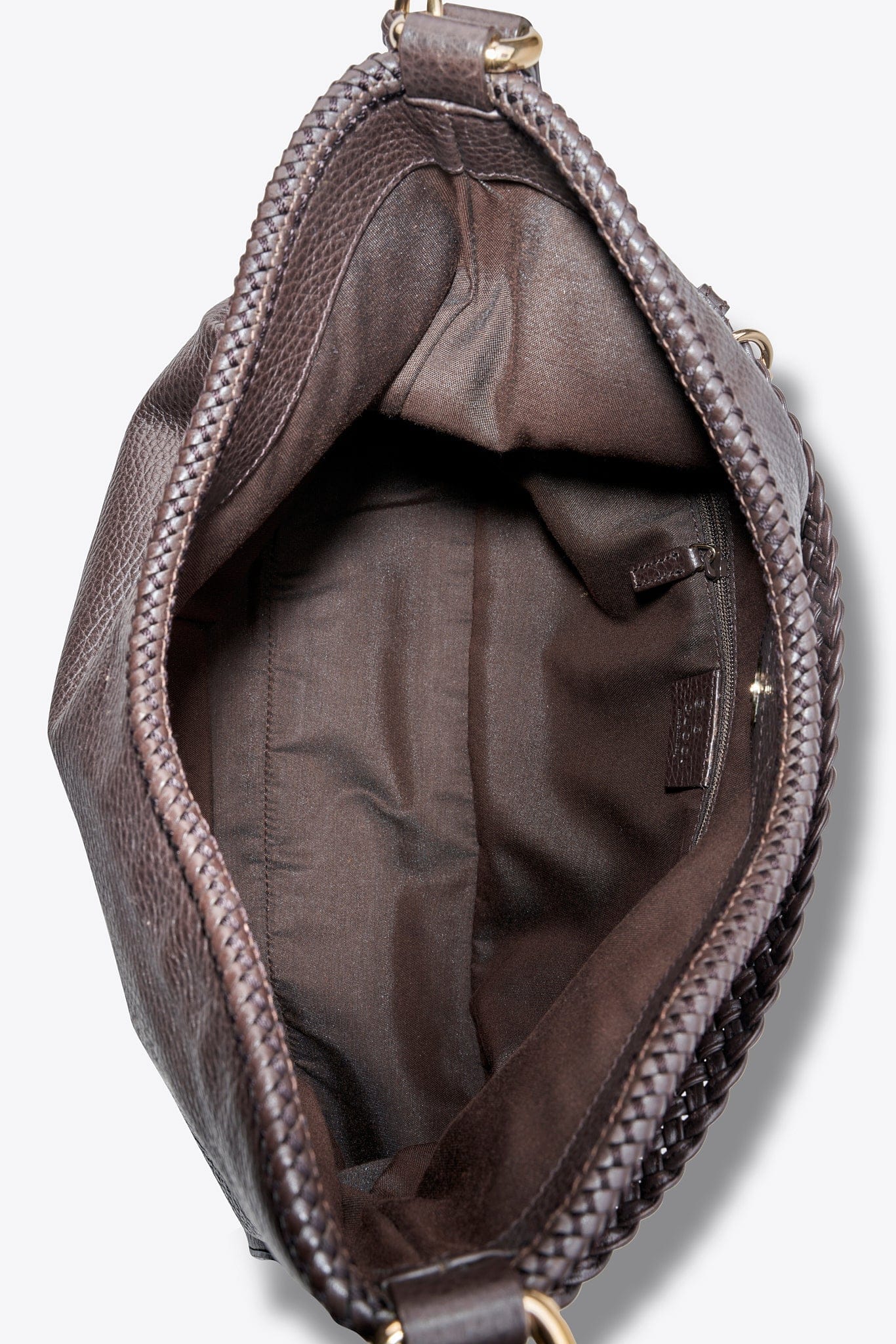 Vintage Gucci Braided Strap Leather Shoulder Bag With Tassel