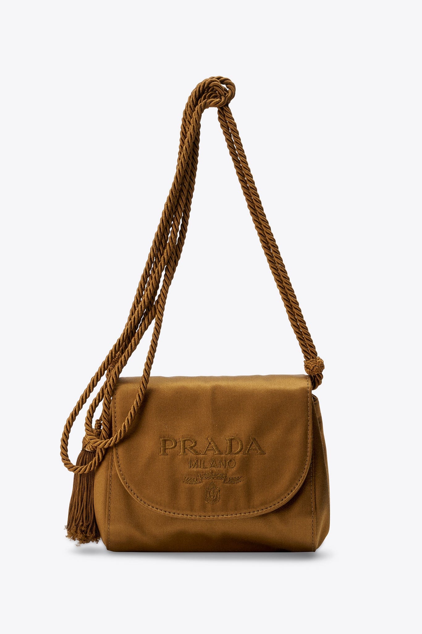 Vintage Prada Golden Ochre Silk Tassel Shoulder Bag
