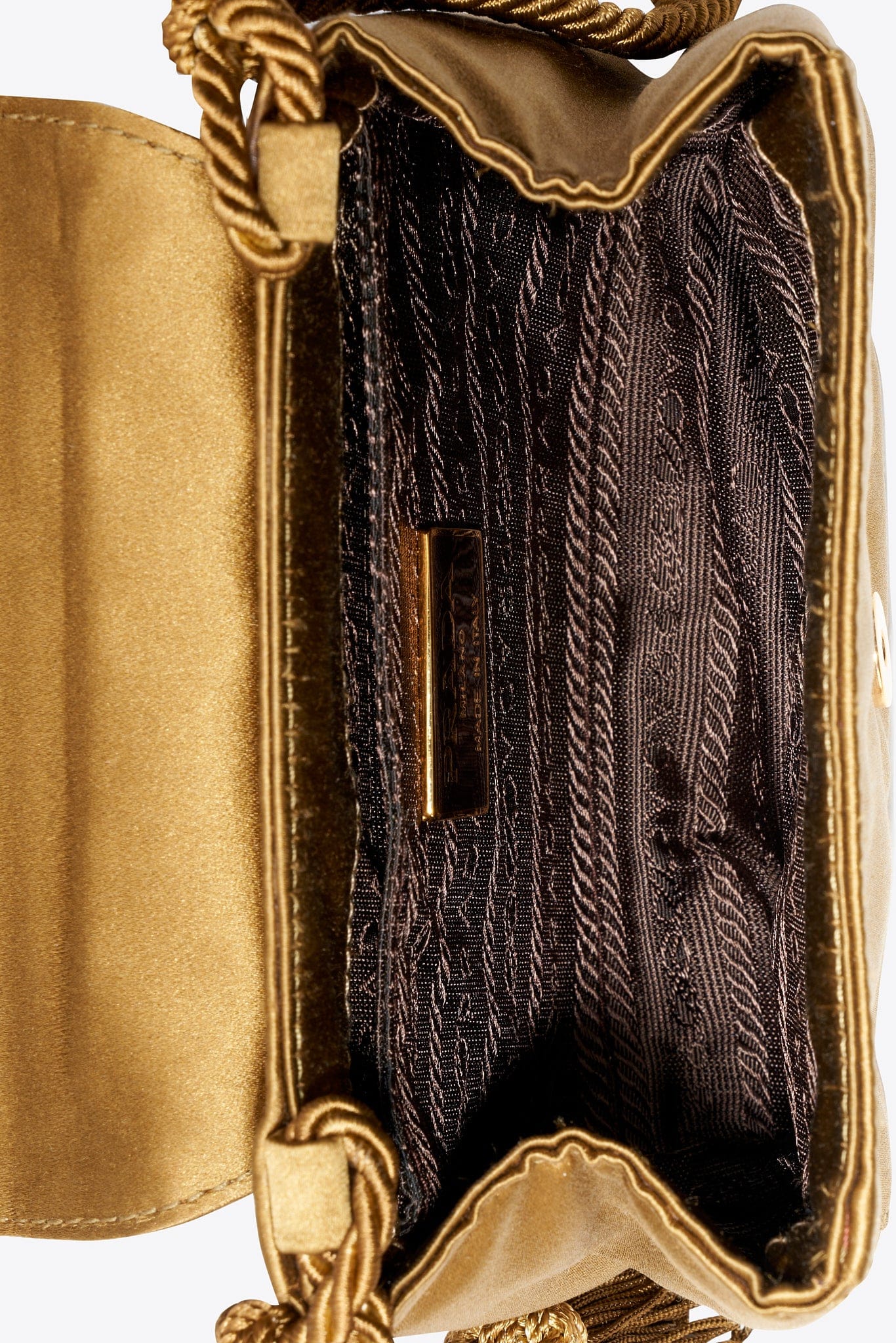 Vintage Prada Golden Ochre Silk Tassel Shoulder Bag