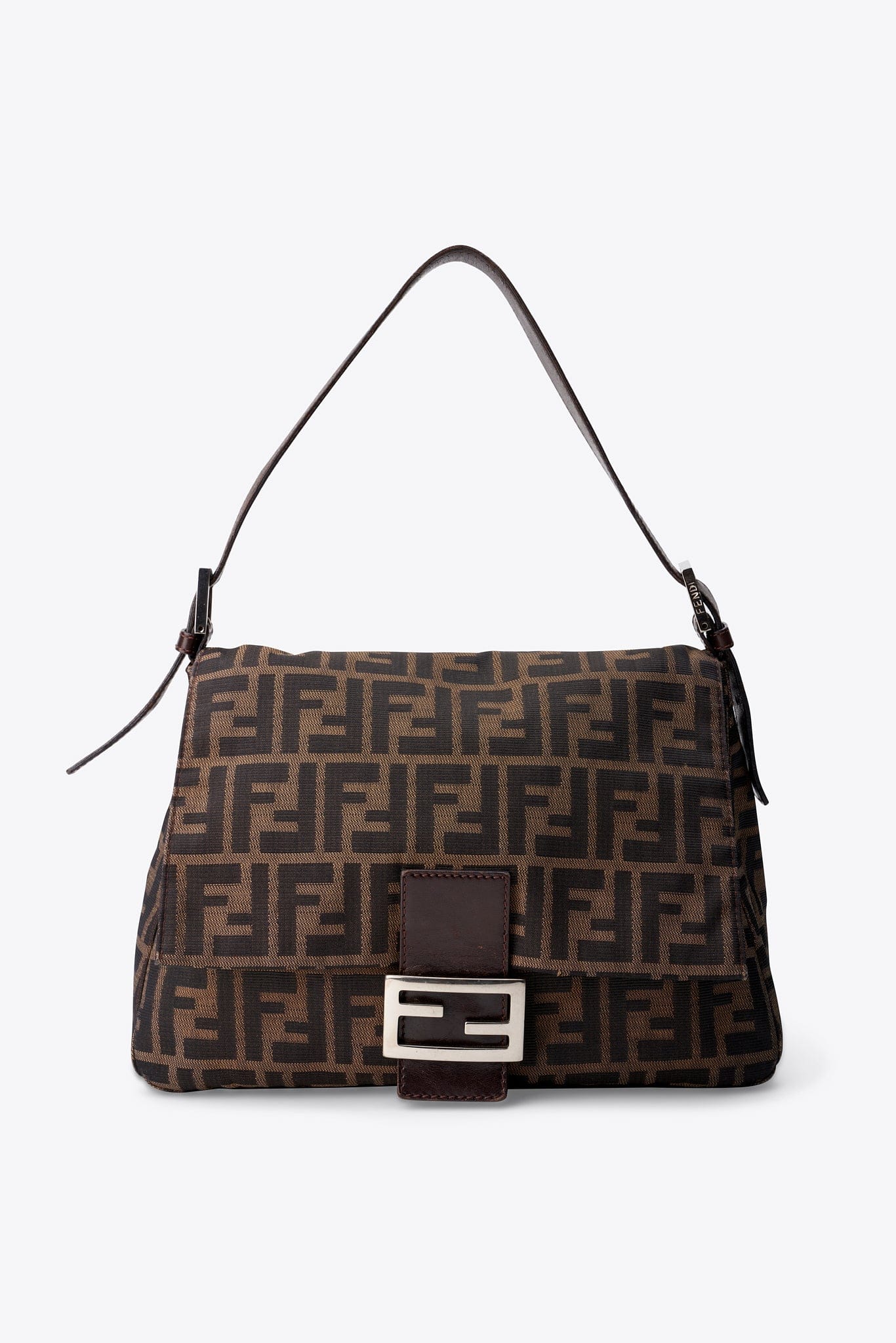 Vintage Fendi Mamma Baguette Zucca Canvas Shoulder Bag