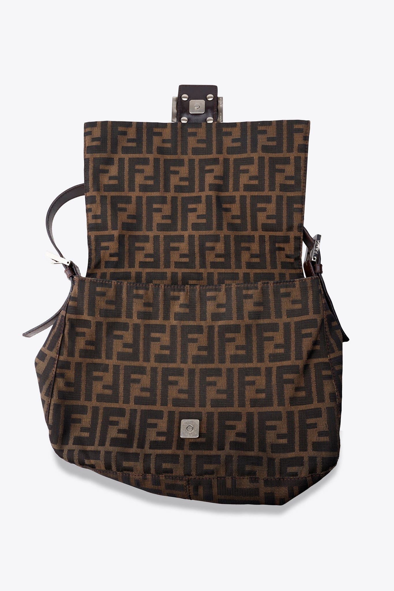 Vintage Fendi Mamma Baguette Zucca Canvas Shoulder Bag