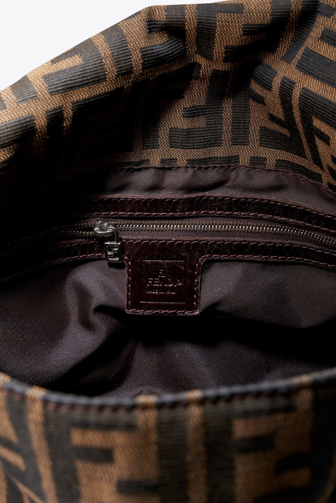 Vintage Fendi Mamma Baguette Zucca Canvas Shoulder Bag