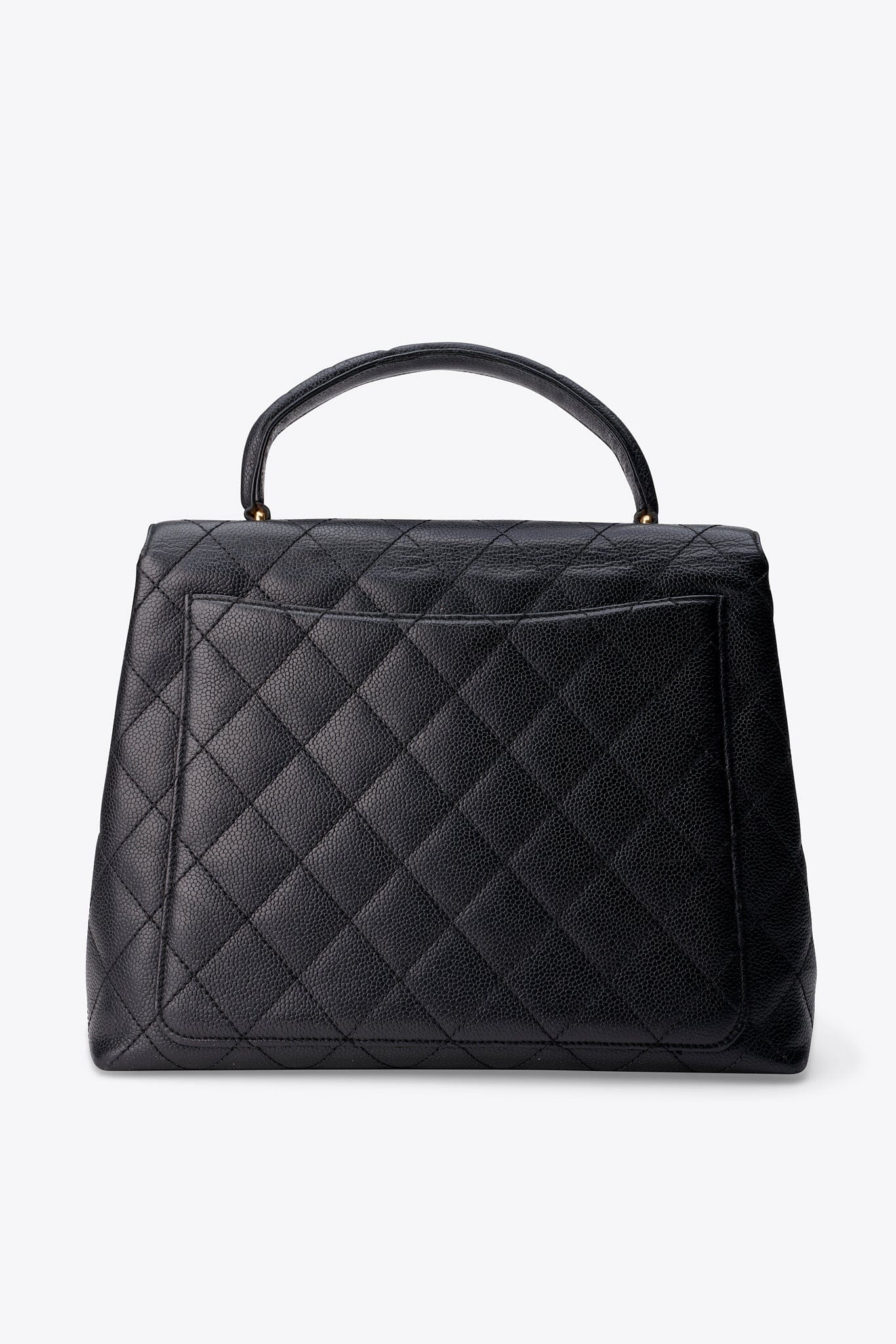 Vintage Chanel Kelly Top Handle Bag in Black Caviar Leather