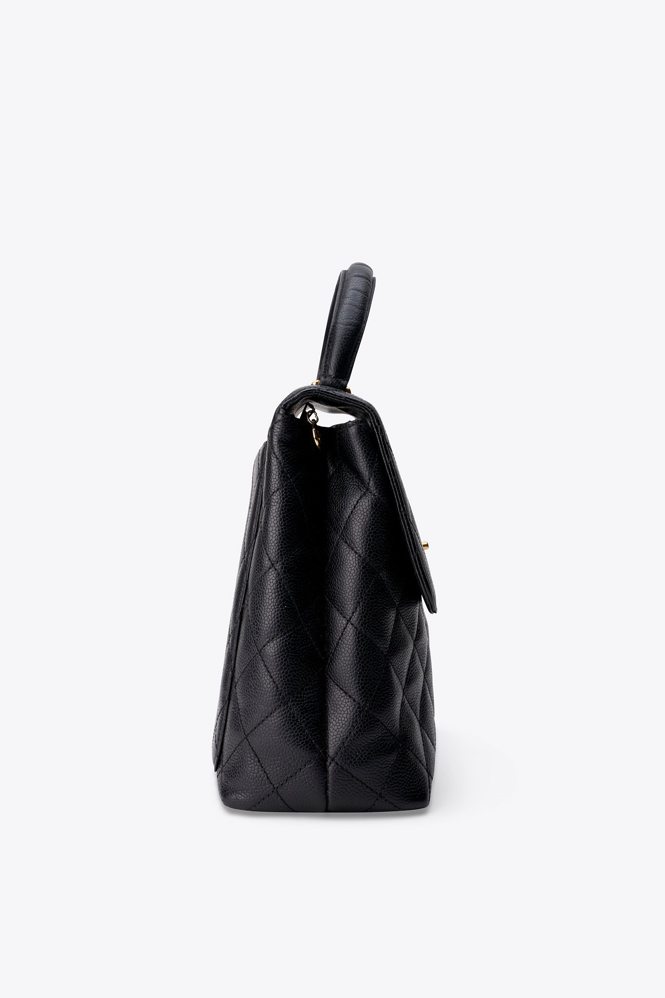 Vintage Chanel Kelly Top Handle Bag in Black Caviar Leather