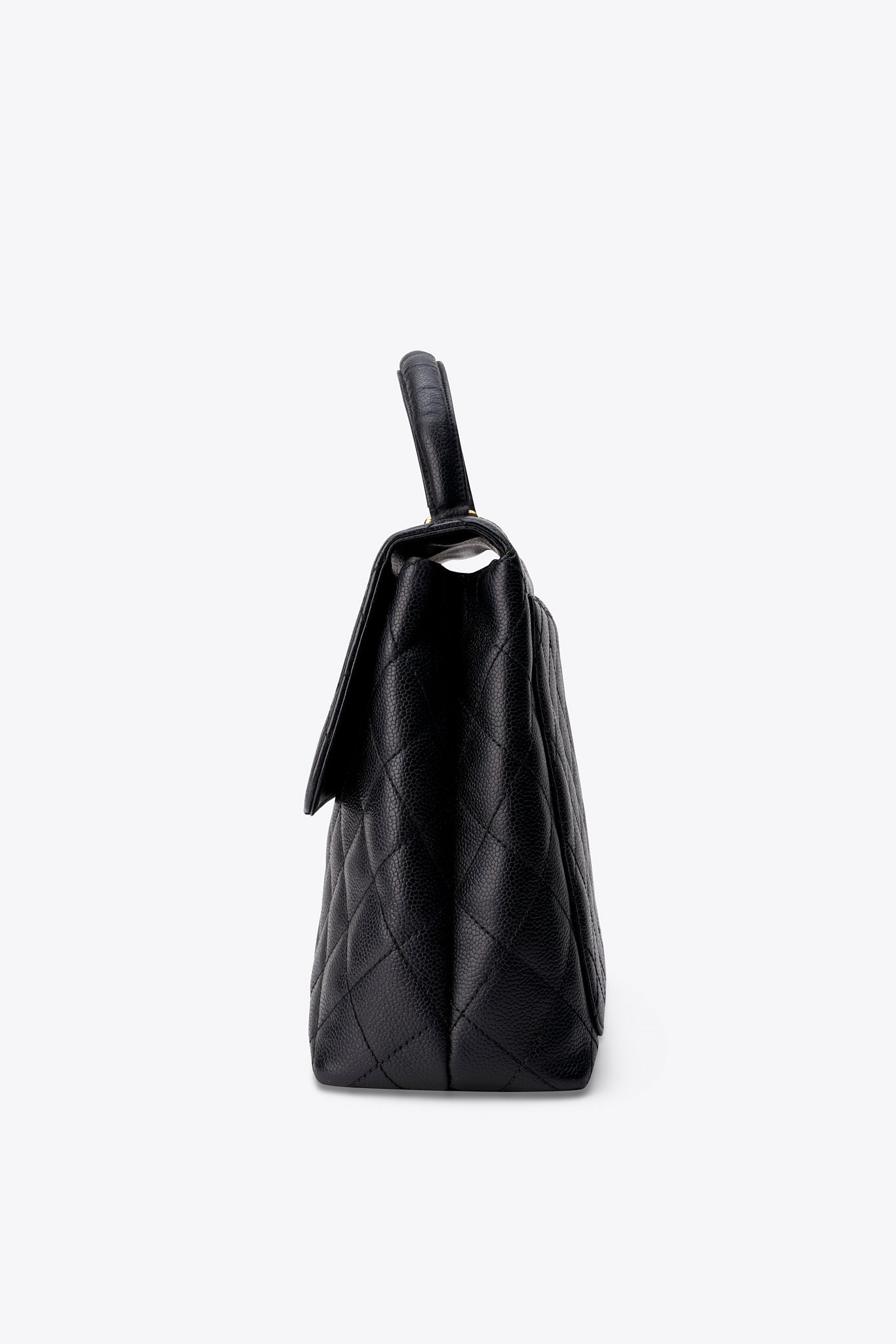 Vintage Chanel Kelly Top Handle Bag in Black Caviar Leather