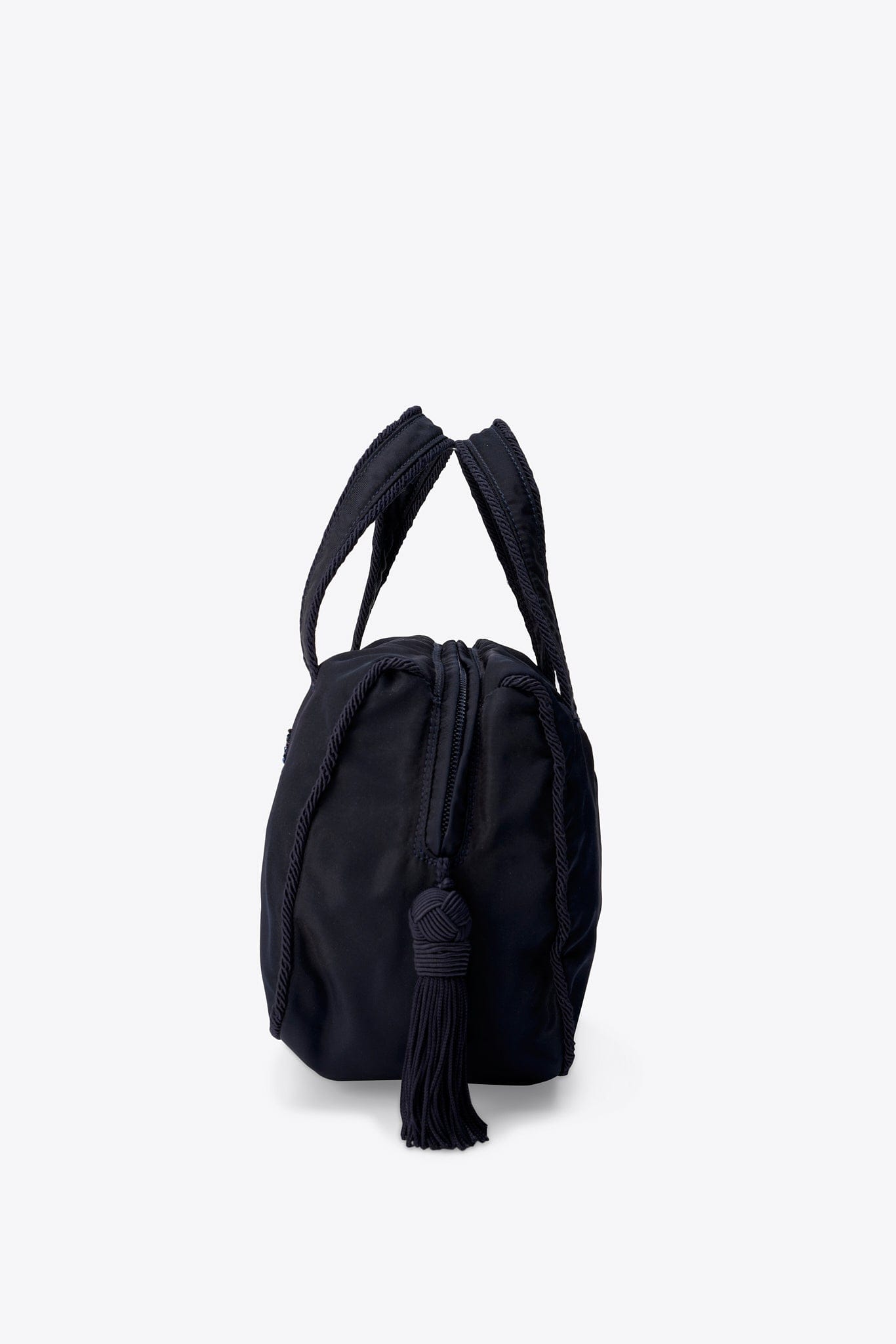 Vintage Prada Embellished Nylon Tassel Top Handle Bag