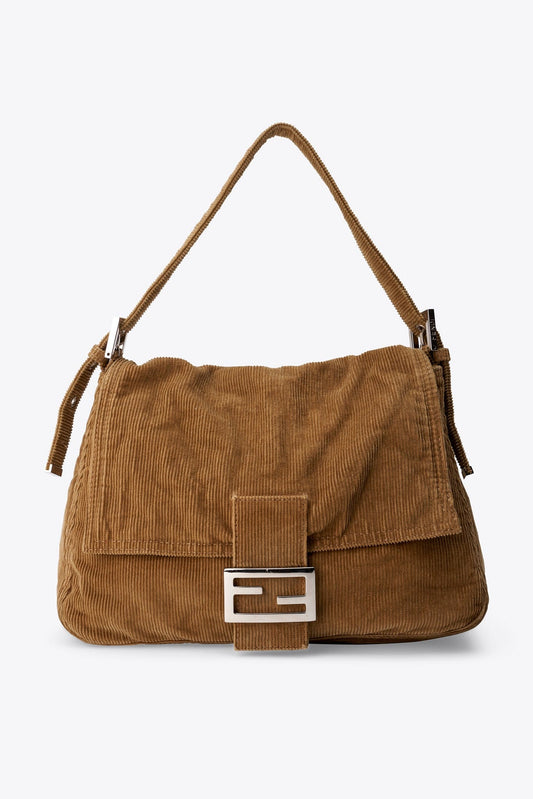 Vintage Fendi Mamma Baguette Corduroy Shoulder Bag