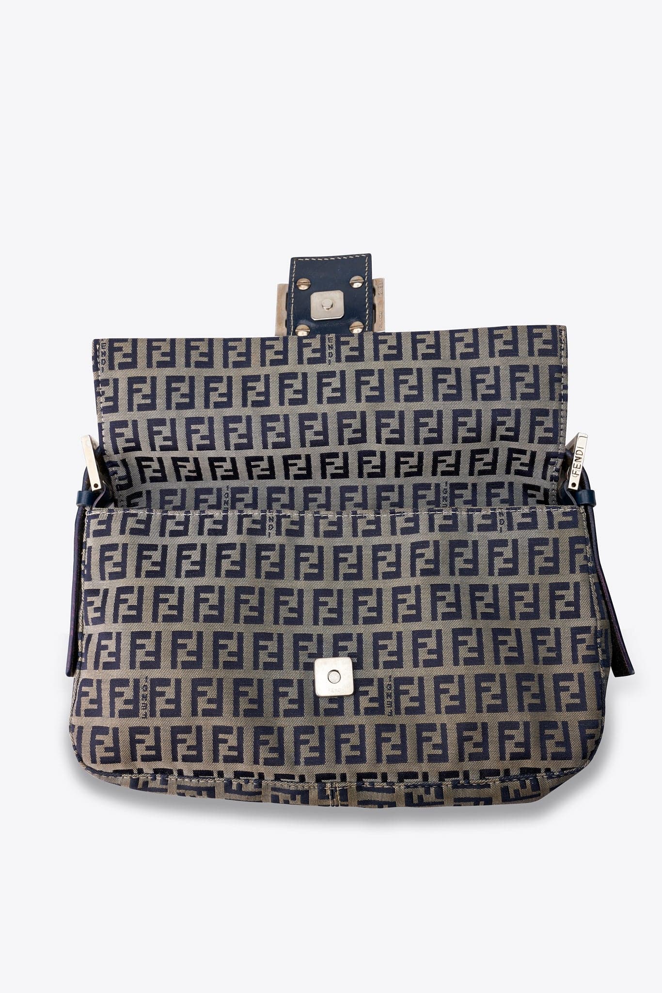 Vintage Fendi Zucchino Navy Shoulder Baguette Bag – The Hosta