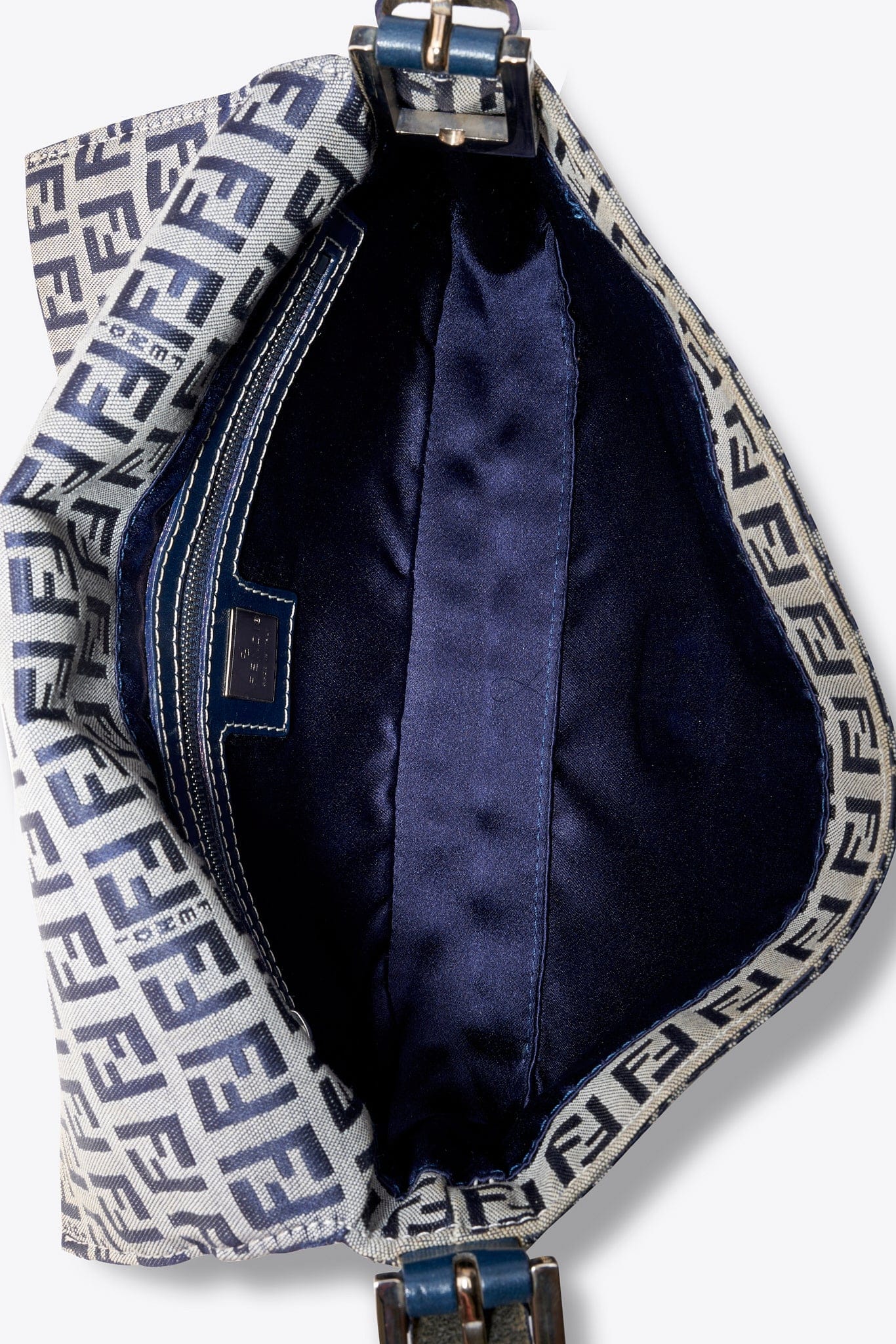 Vintage Fendi Zucchino Navy Shoulder Bag