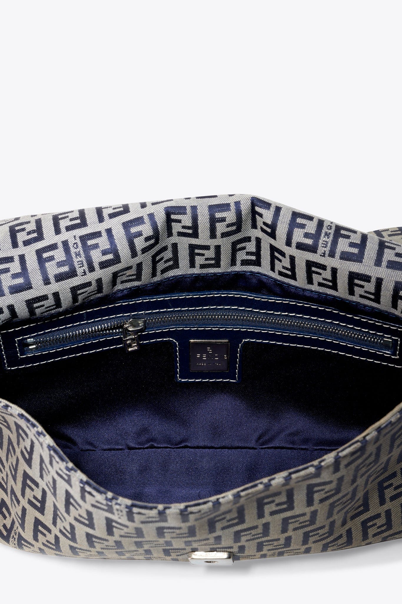 Vintage Fendi Zucchino Navy Shoulder Bag