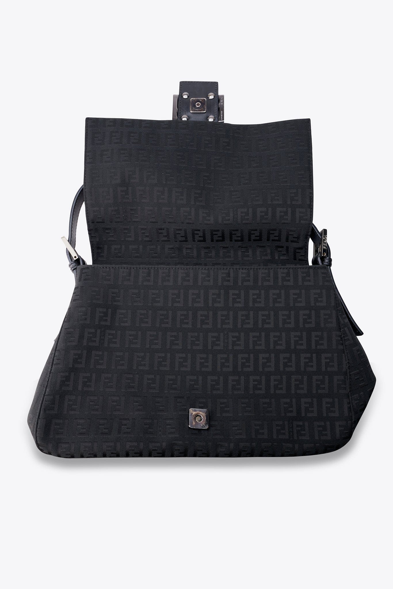 Vintage Fendi Mamma Baguette Black Zucchino Canvas