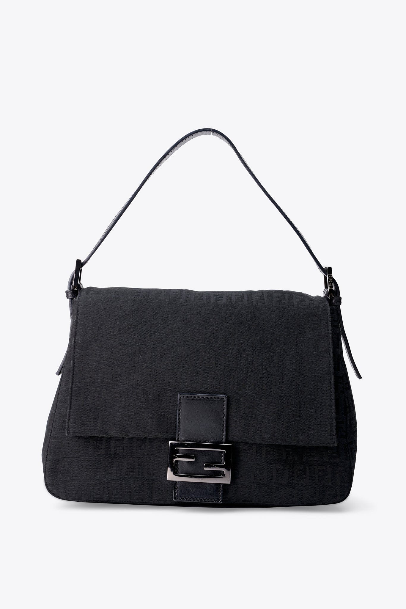 Vintage Fendi Mamma Baguette Black Zucchino Canvas