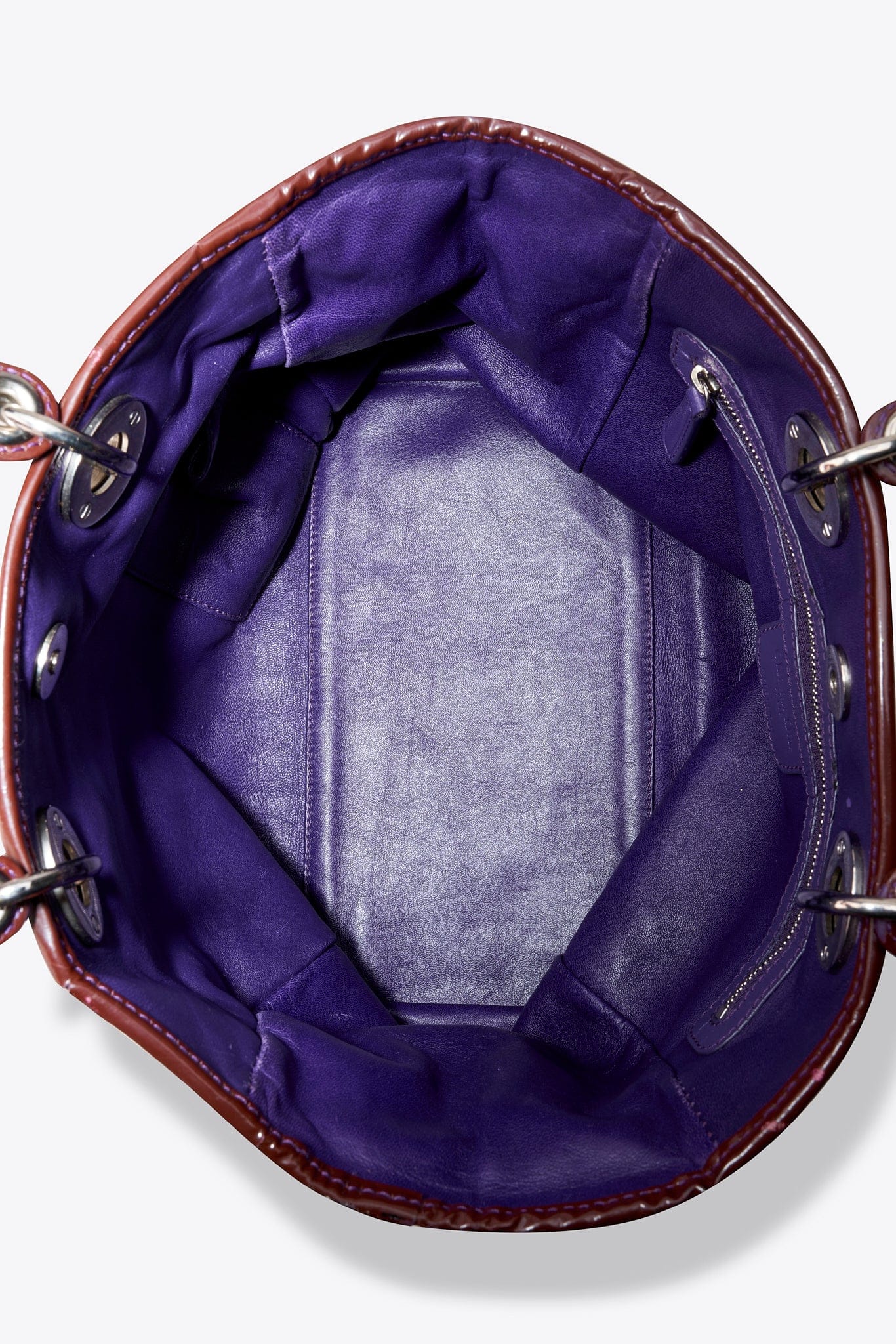 Vintage Christian Dior Purple Woven Leather Lady Dior Soft Tote