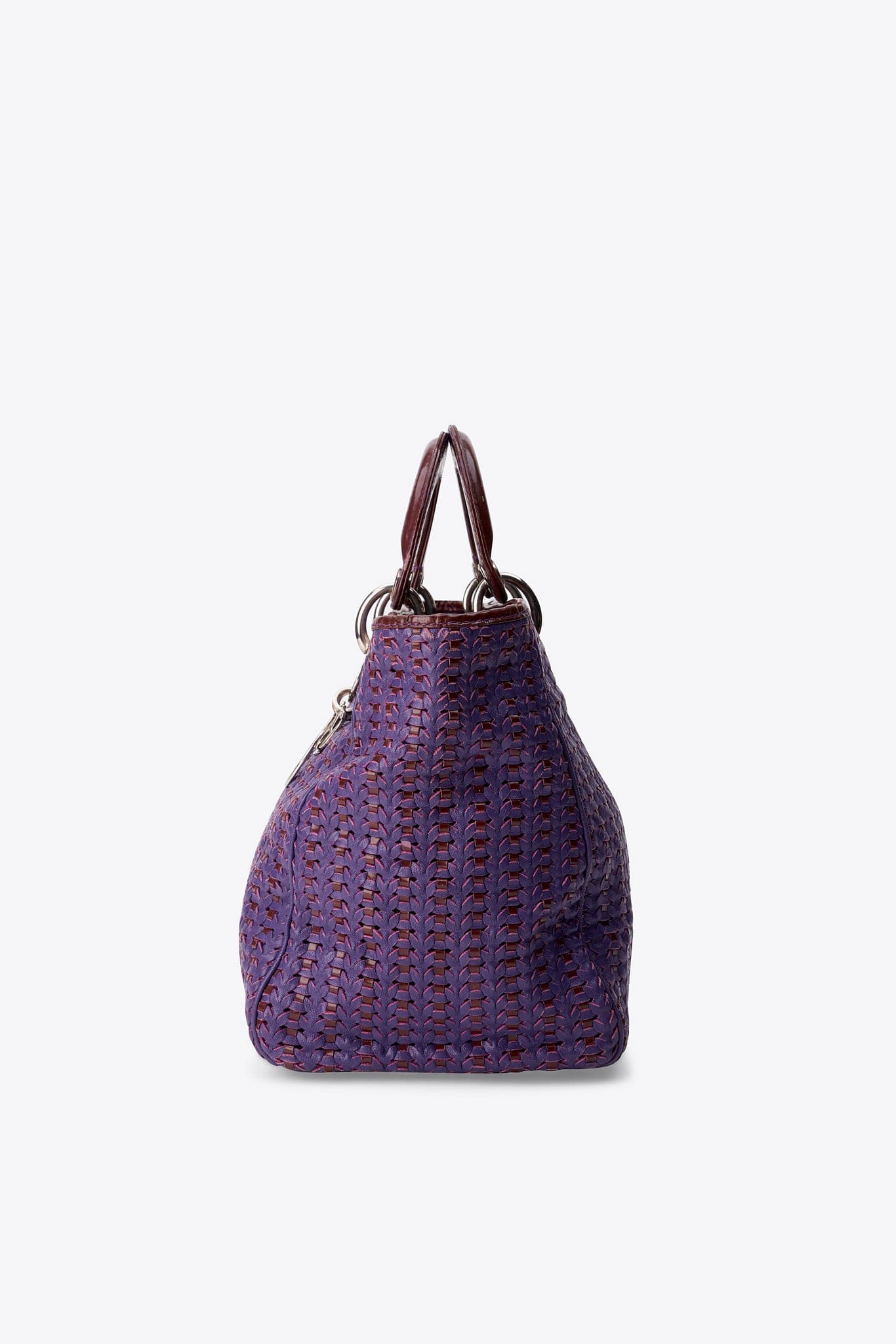 Vintage Christian Dior Purple Woven Leather Lady Dior Soft Tote