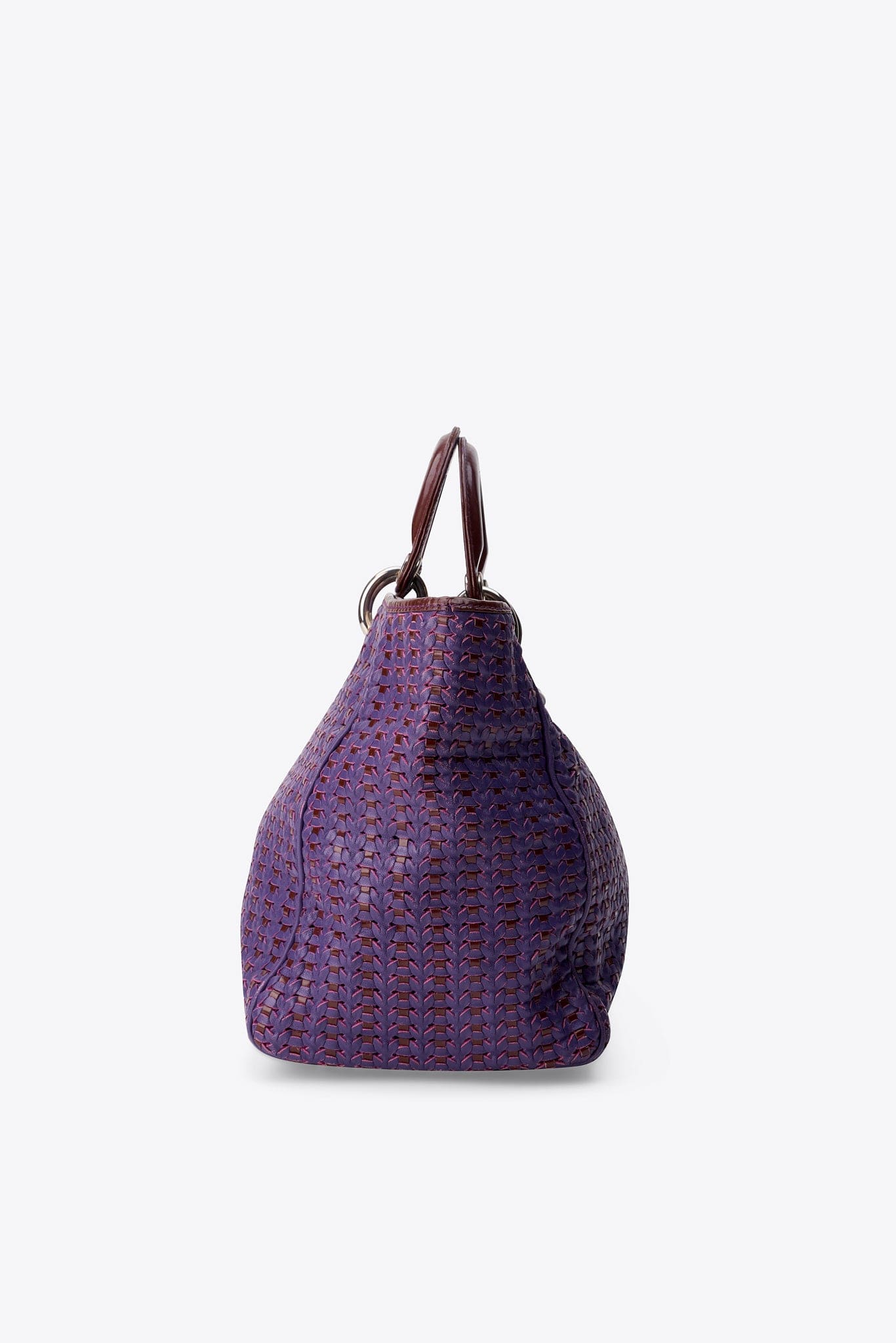 Vintage Christian Dior Purple Woven Leather Lady Dior Soft Tote