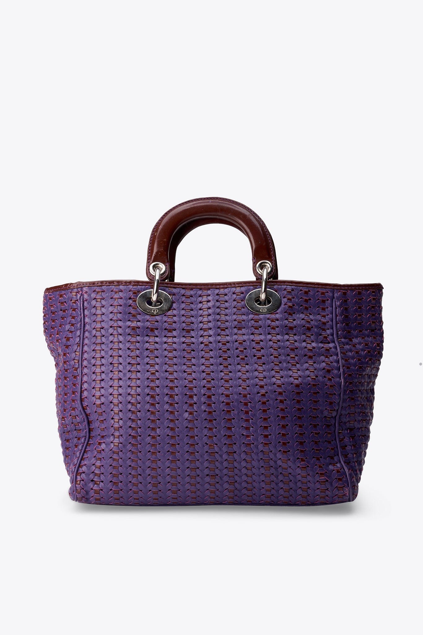 Vintage Christian Dior Purple Woven Leather Lady Dior Soft Tote