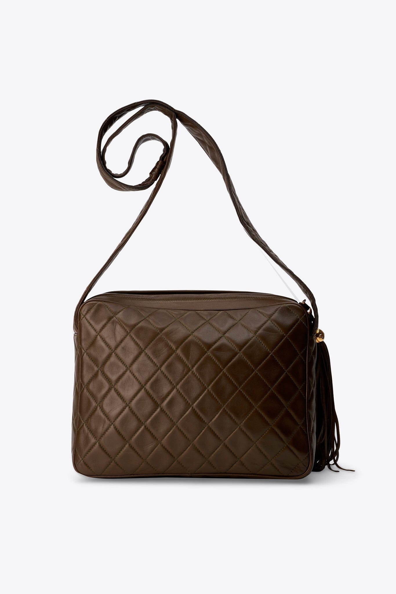 CHANEL ブラウン キルティング バッグ Chanel Quilted Lambskin Brown and Yellow Mini Top Handle Flap Bag