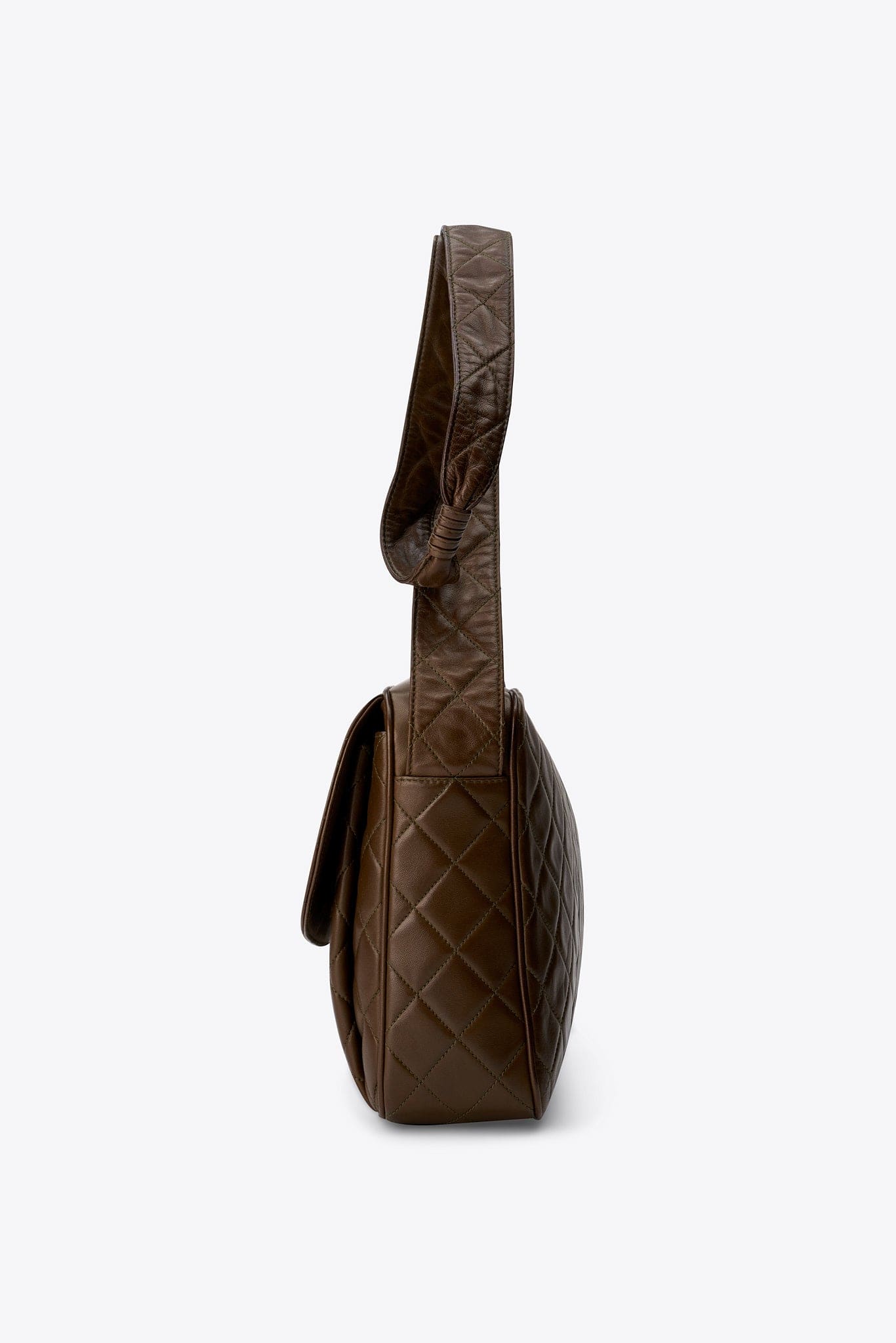 Vintage Chanel Olive Green Quilted Leather Camera Bag With Tassel