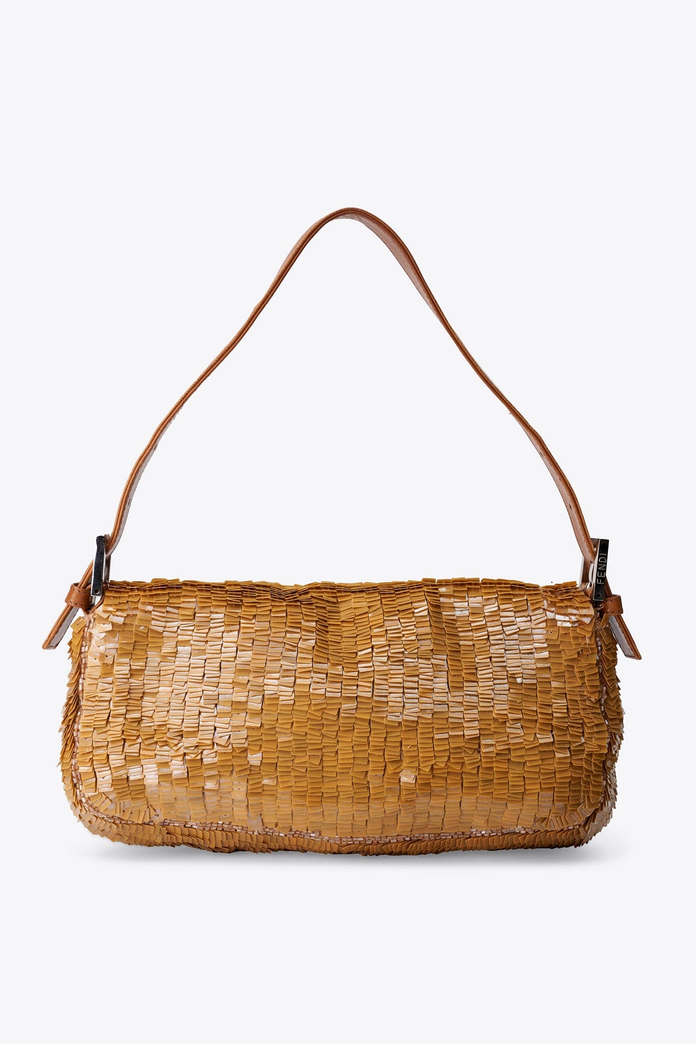 Vintage Fendi Brown Sequin Baguette Shoulder Bag