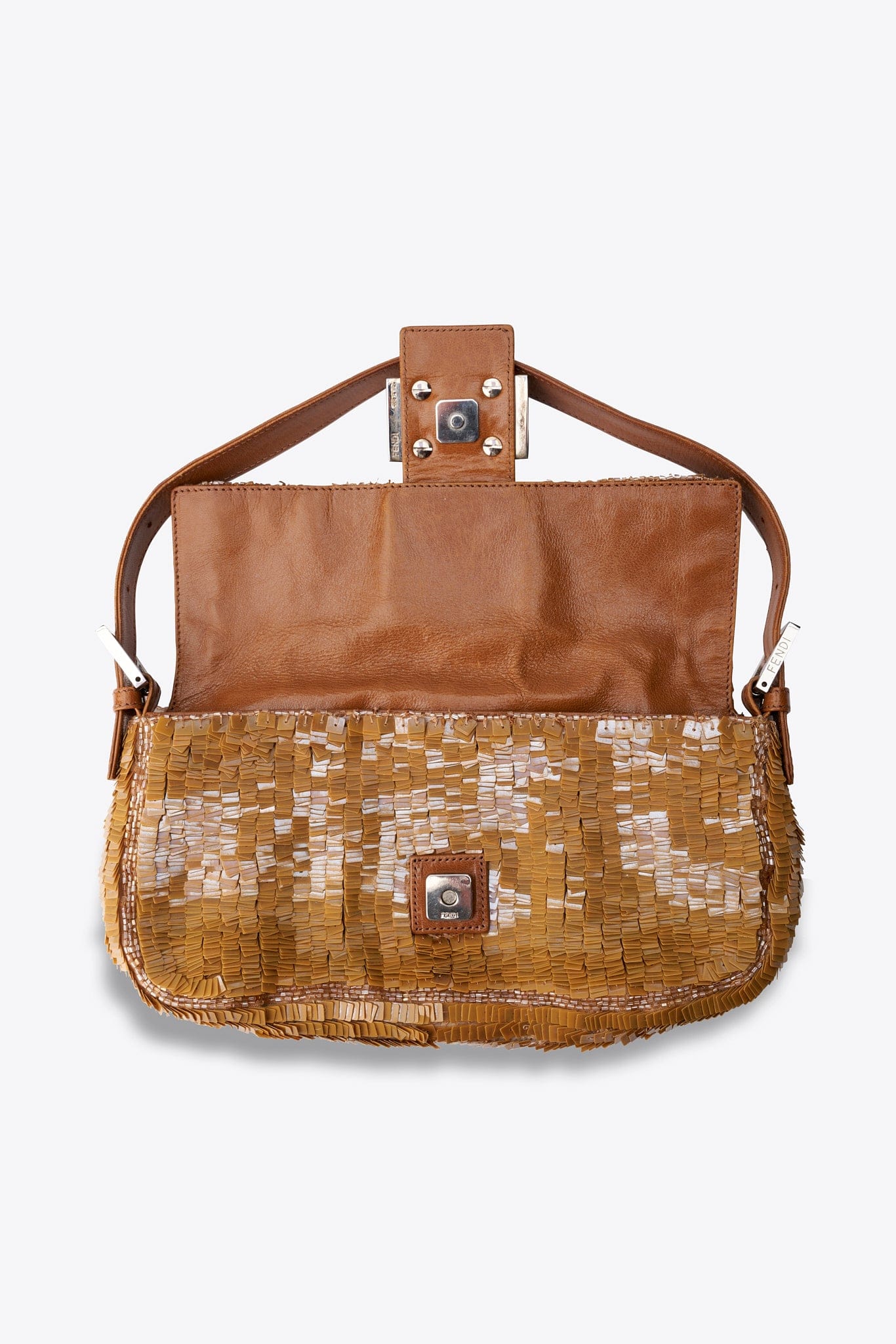 Vintage Fendi Brown Sequin Baguette Shoulder Bag