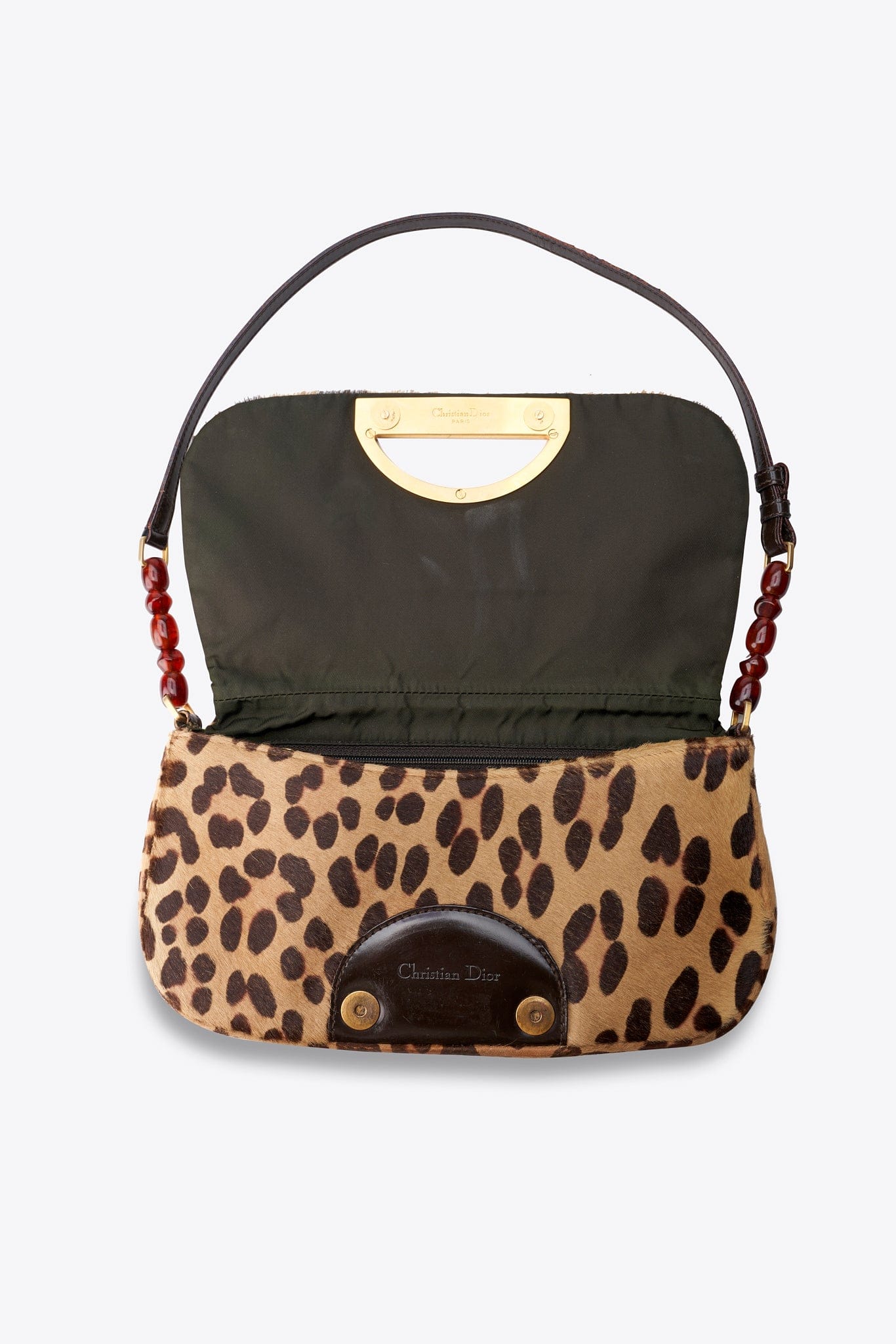 Vintage Christian Dior Leopard Print Pony Hair Malice Bag