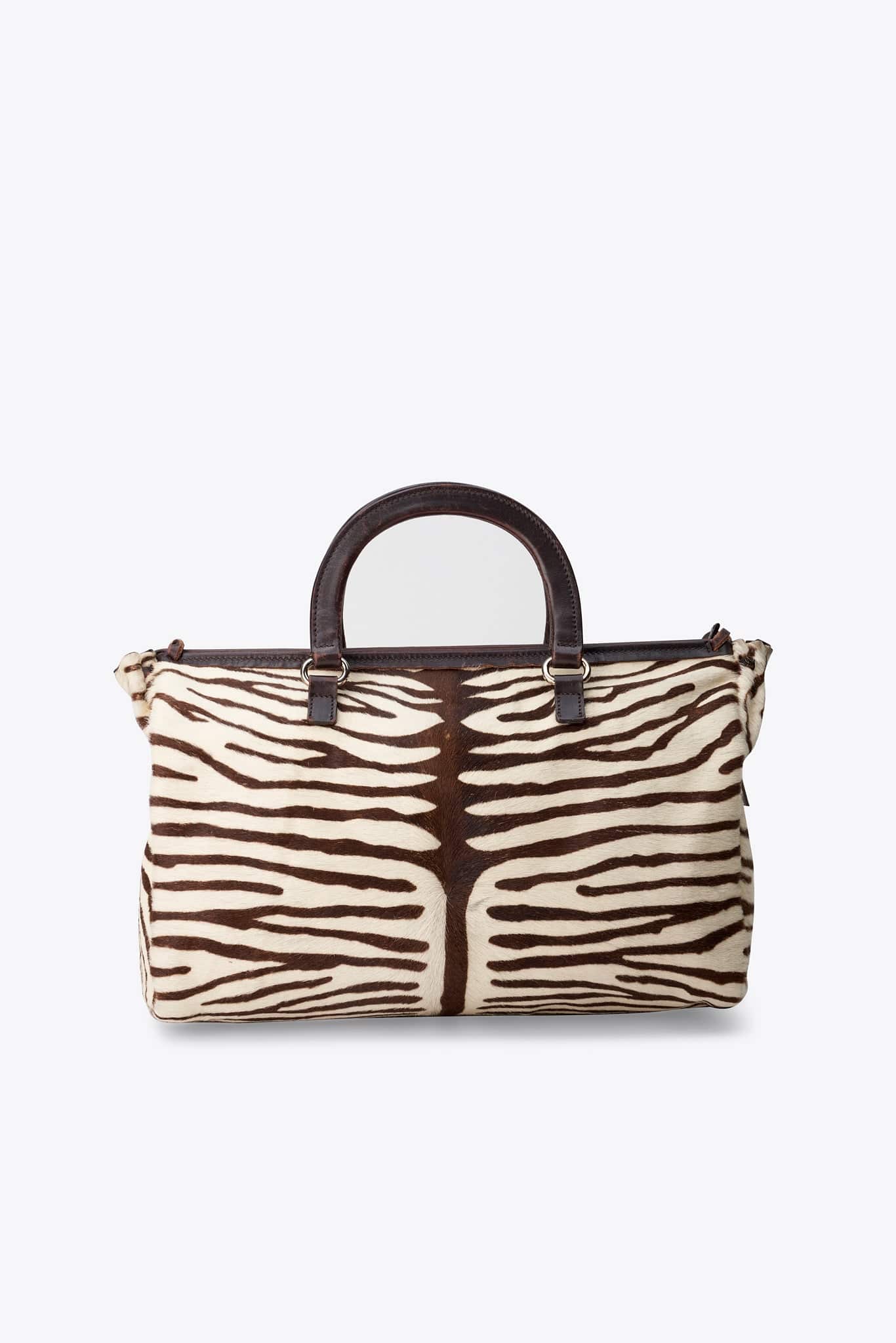 Vintage Prada Zebra Pony Hair Tote Bag