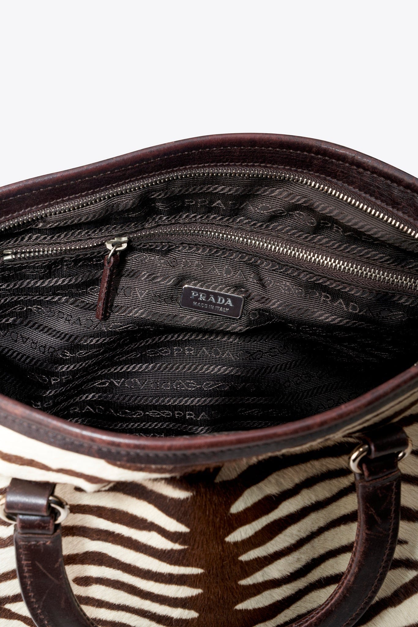 Vintage Prada Zebra Pony Hair Tote Bag