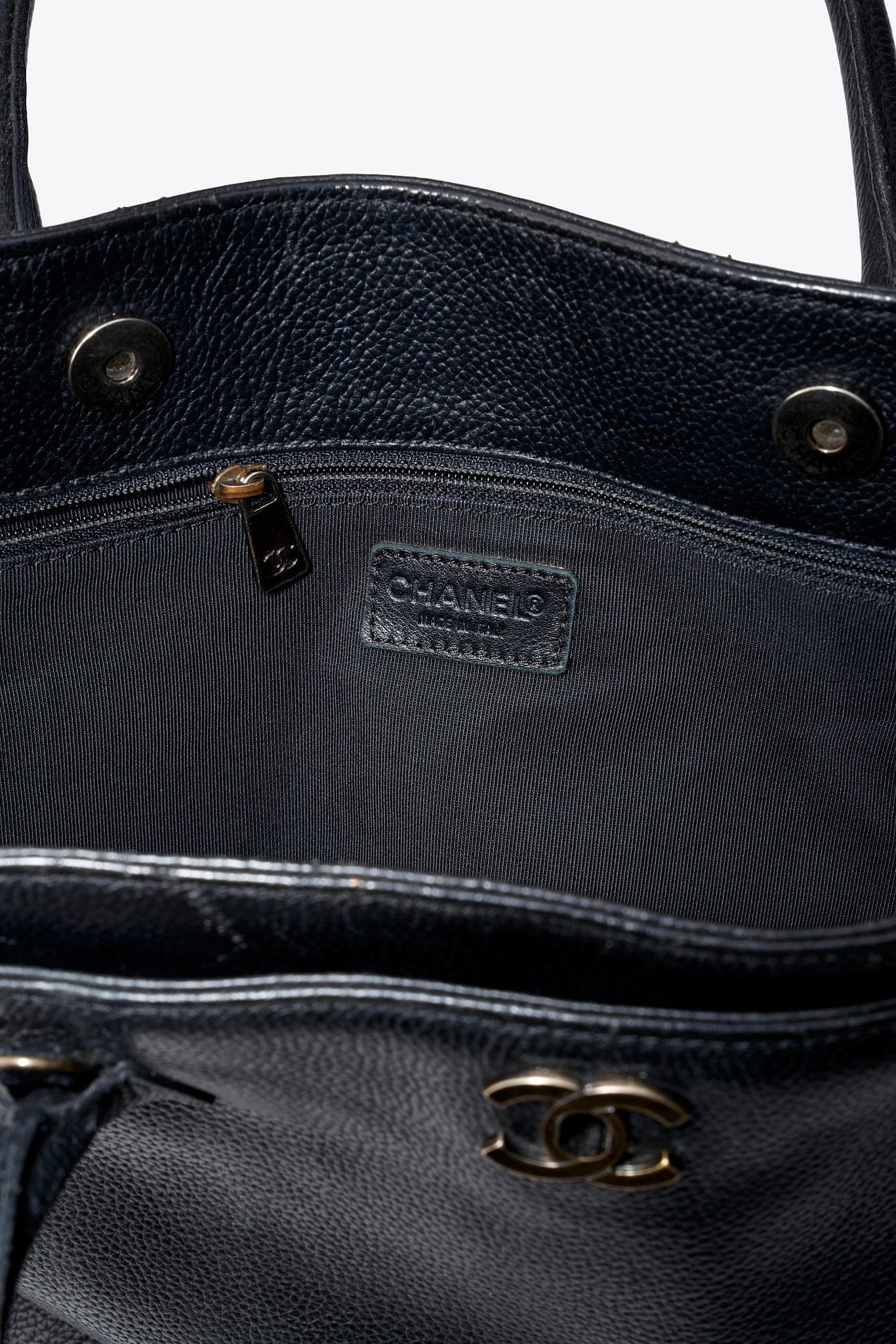 Vintage Chanel Executive Caviar Leather Tote Bag