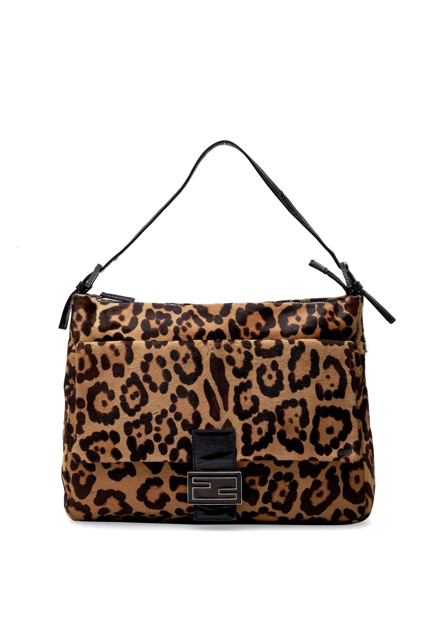 Fendi Vintage Rare Large Mamma Baguette in Leopard Print Calf Hair