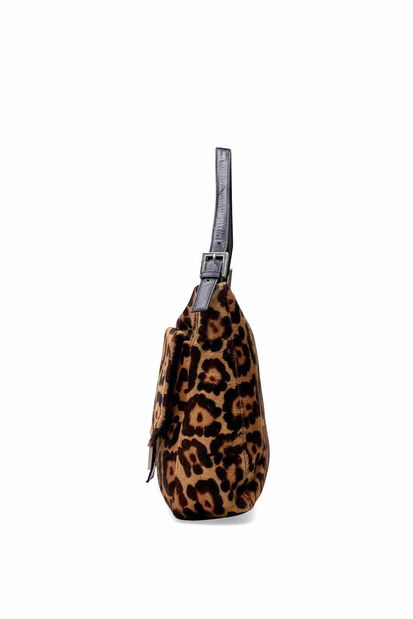 Fendi Vintage Rare Large Mamma Baguette in Leopard Print Calf Hair