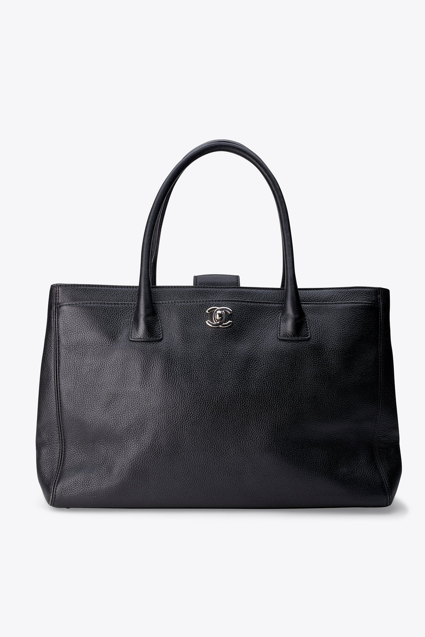 Vintage Chanel Executive Black Caviar Leather Tote Bag