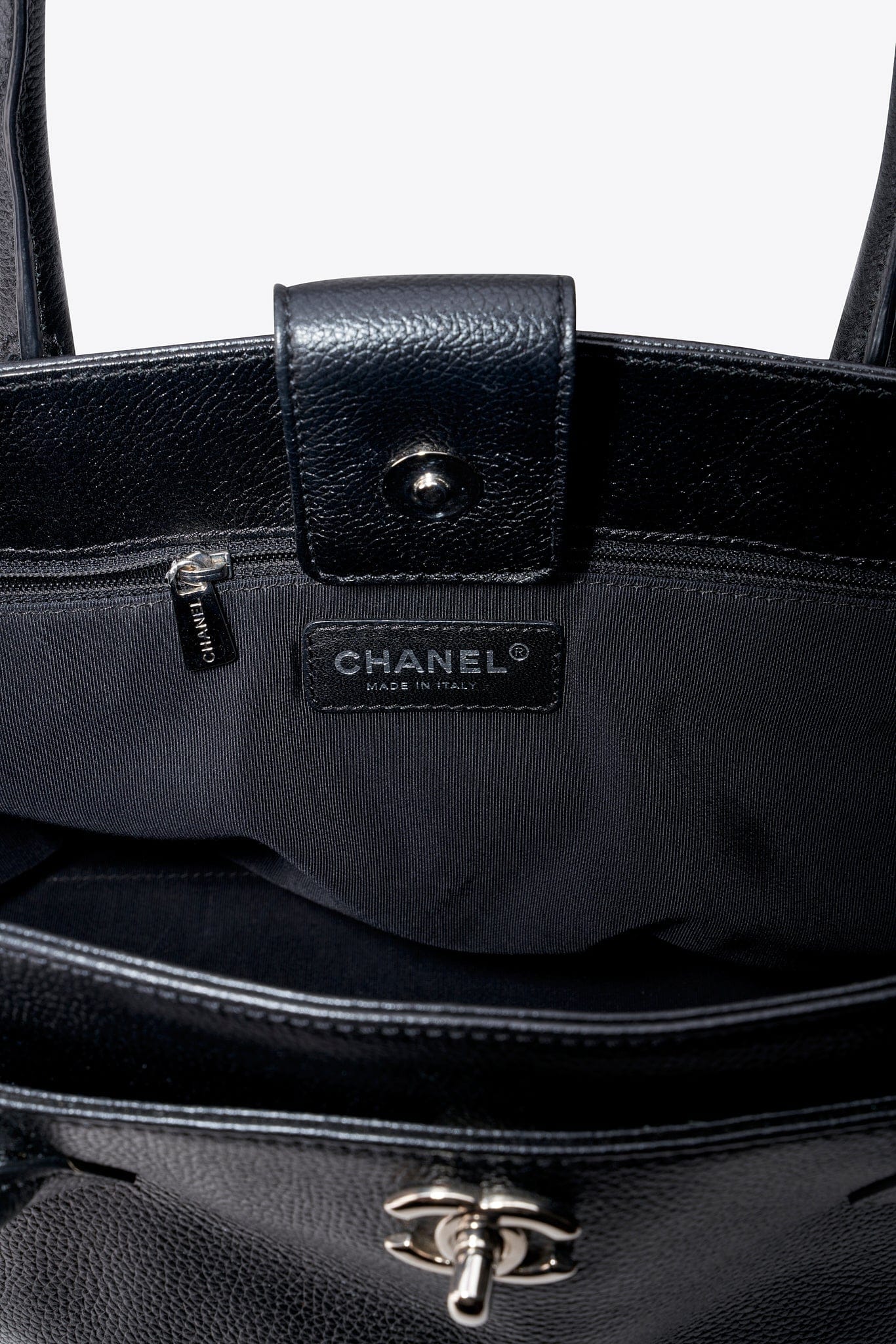 Vintage Chanel Executive Black Caviar Leather Tote Bag