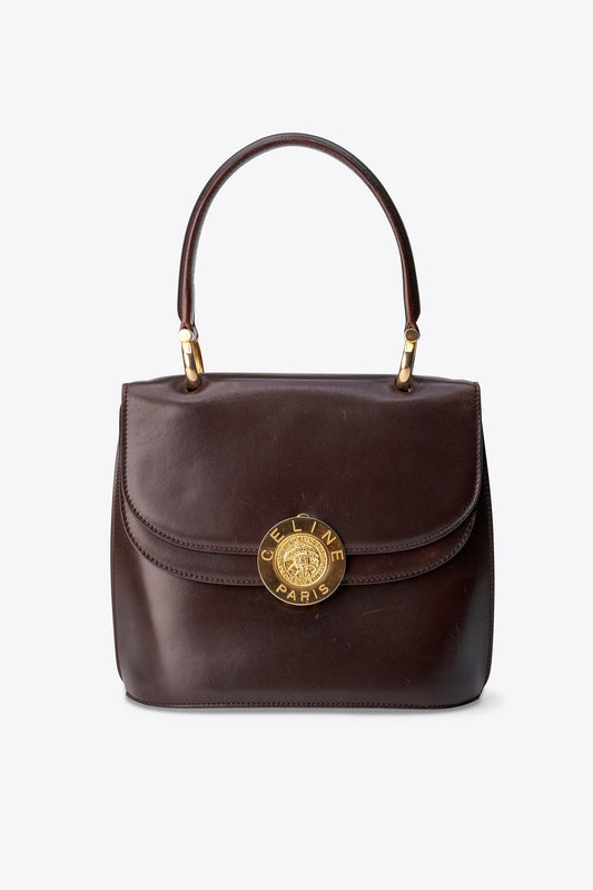Vintage Celine Brown Leather Top Handle Bag