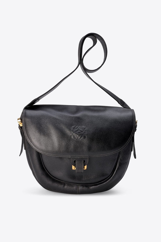 Vintage Loewe Leather Crossbody Bag Black
