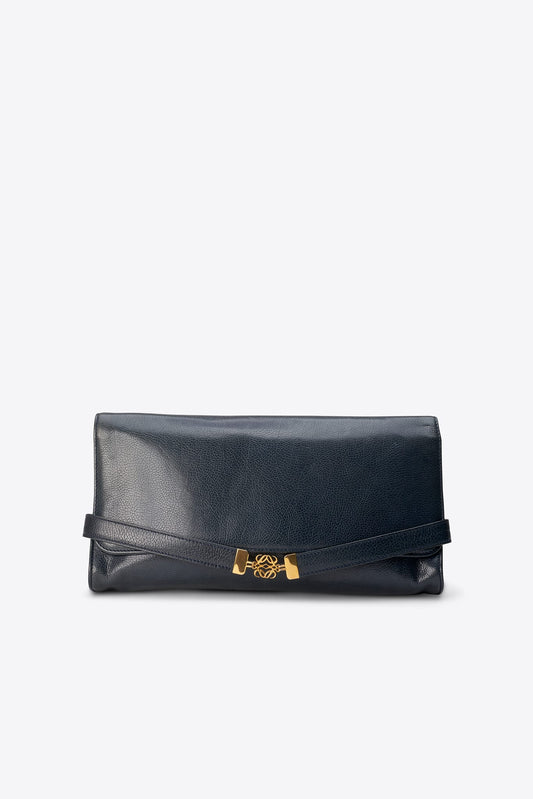 Vintage Loewe Leather Clutch Bag Navy