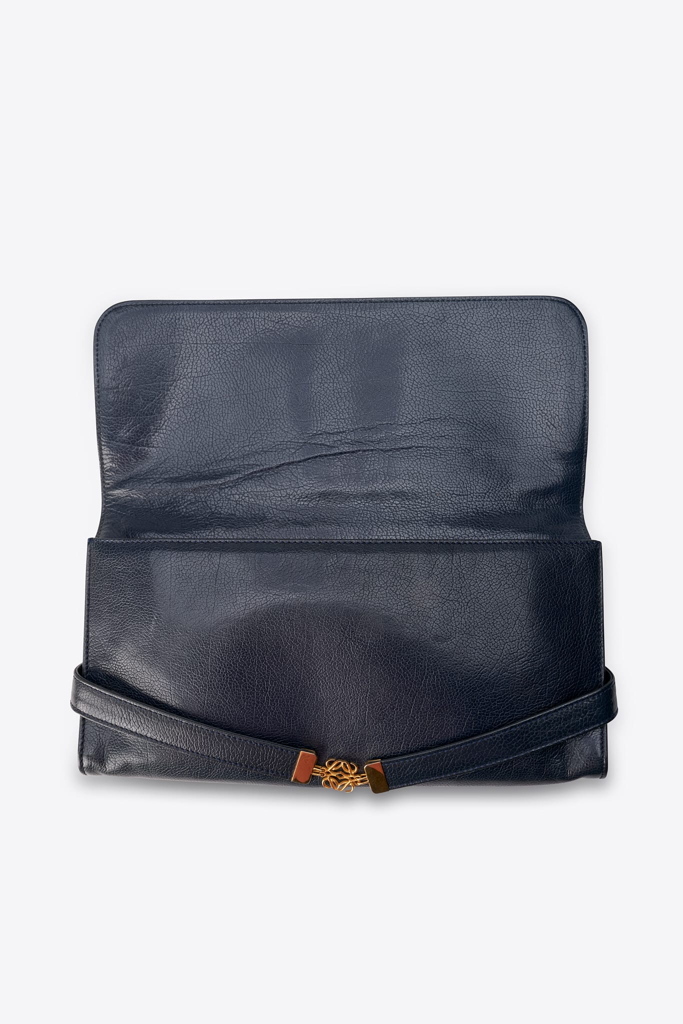 Vintage Loewe Leather Clutch Bag Navy