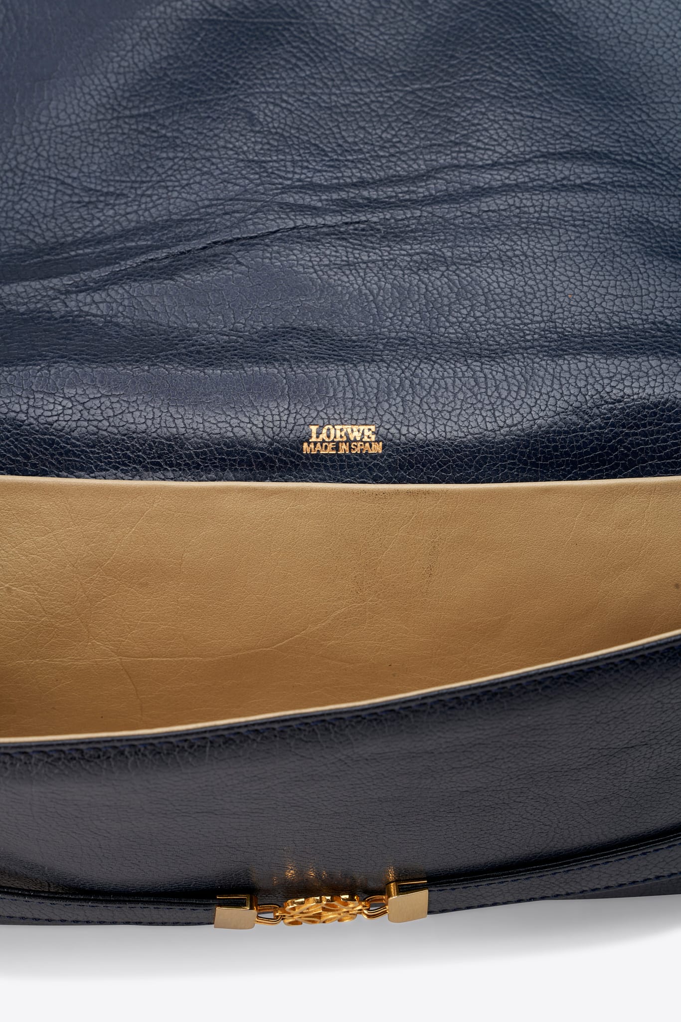 Vintage Loewe Leather Clutch Bag Navy