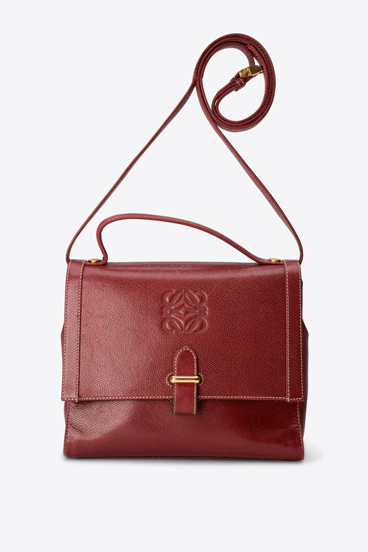 Vintage Loewe Leather Shoulder Bag Red