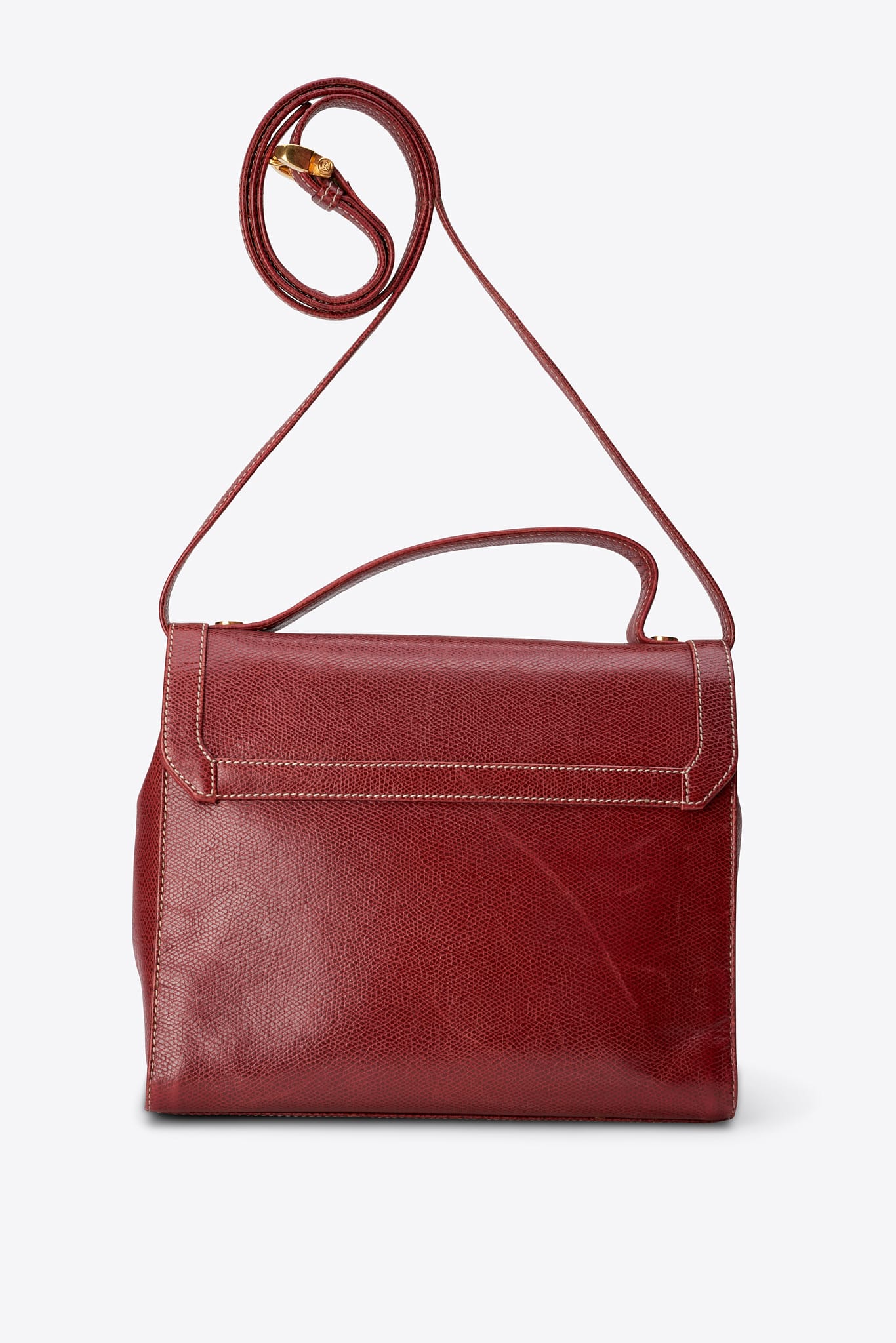Vintage Loewe Leather Shoulder Bag Red