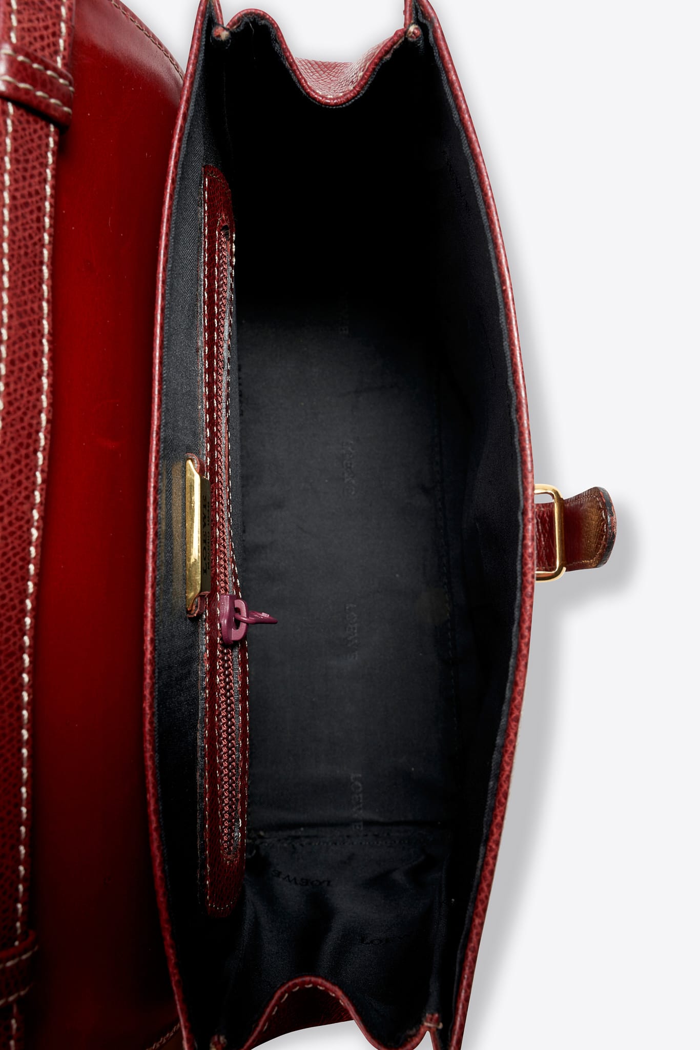 Vintage Loewe Leather Shoulder Bag Red