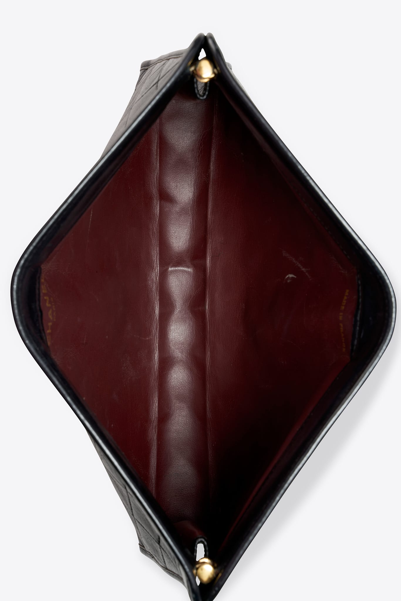 Vintage Chanel Black Leather Clutch Bag With Gold Hardware